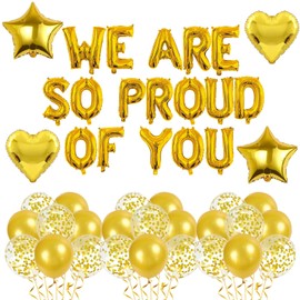 42PCS Congratulations Banner,graduation Decorations,graduation Balloons,We Are So Proud of You Decorations Gold Foil Balloons,Suitable for College and High School Graduation.