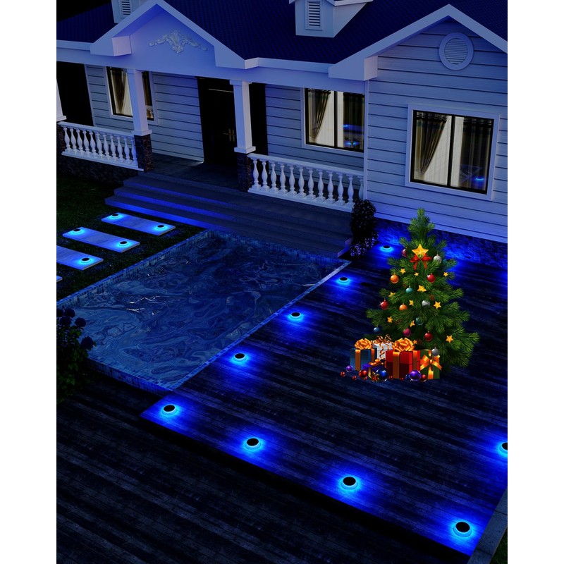 DetarZinLED 6 Packs Solar Driveway Lights, Blue Dock Deck Lights