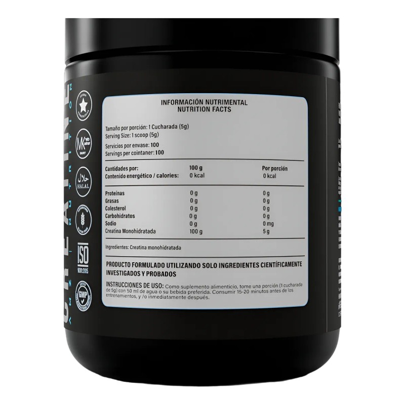 Creatina Monohidratada Pura Amz 500g 100 Servicios Mer Env