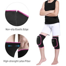 EULANT Volleyball Knee Pads for Children and Adults, Dancing Elastic Knee Pads, Soft Sports Patella Pads for Handball, Football, Wrestling, Skiing, MTB, Black/Rose S
