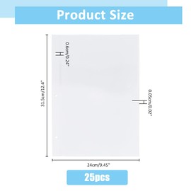 SUPERFINDINGS 25 Sheets Photo Album Refill Page 12.4x9.4inch Photo Album Pages for 3 Ring Binder A4 Photo Sleeves Photo Album Self Adhesive Pages for Postcards Stamps Airplane Tickets