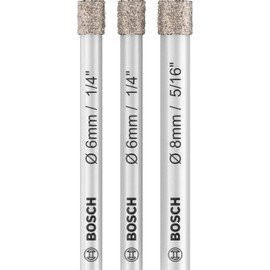Bosch 3x PRO Ceramic Diamond Drill Bit Set for Cylindrical Shank and Rotary Drill/Drivers (for Tiles, Hard tiles, Ø 6,0, 6,0, 8,0 mm, Professional Accessory Rotary Drill/Drivers)