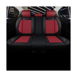 Red Rain Wine Red and Black Leather Car Seat Cover Breathable Universal Car S...