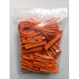 1.9 in Orange Wood Clothespins Hang Kids Artwork Craft Project Clothes Clips for Drying Bag Pegs with String Pack 50