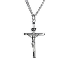 Shields of Strength Men's Stainless Crucifix Cross Necklace - John 19:30