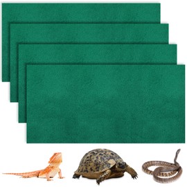 Haull 4 Pcs 24 x 47 Reptile Carpet Pet Terrarium Floor Liners Bedding Substrate Liner Supplies Reptile Cage Mat Tank Accessories for Lizard Bearded Dragon Tortoise Snake Leopard (Green)
