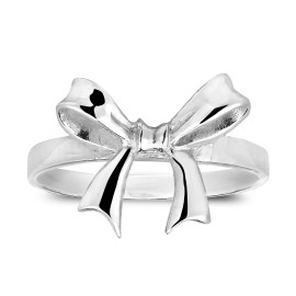 AeraVida Cute Ribbon Bow Knot Tied Classic Band Sterling Silver Ring-9