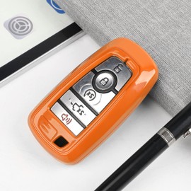 RAZPOY Key Fob Cover Shell, Key Case Cover Holder Protector Compatible with 2018-2024 Ford F-150 Explorer & 2021-2024 Ford Bronco & Bronco Sport, Orange