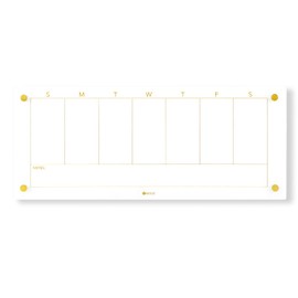 Drill-Free Mount Glass Golden Weekly Dry Erase Calendar Whiteboard for Wall, 7 Days Daily to Do List & Schedule Planner White Board for Home Office School, 23x9.5", 4 Wet Erase Markers Included, Yeoux