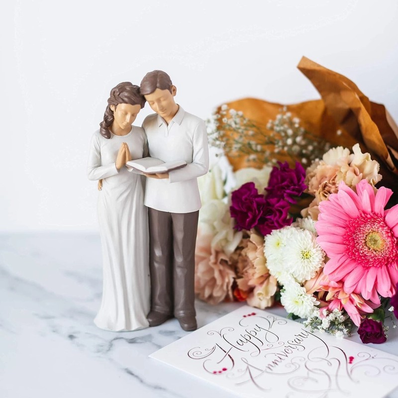 Husband & Wife Praying Couple Statue Sculpture - Husband Wife