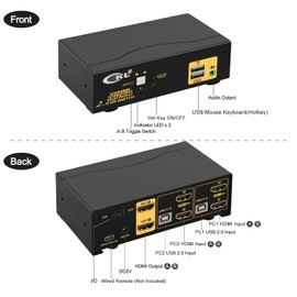 CKL DisplayPort MST KVM Switch (1 DP in 2 DP Out for 2 Computers 2 Monitors)