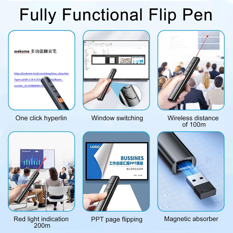 Neoreser Presentation Clicker, Pointer for Presentation via USB Receiver, Red