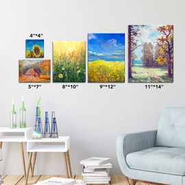 ESRICH Canvases for Painting Blank Cotton Canvas Boards 21Pack with 7 Size 4x4, 5x7, 8x10, 9x12, 11x14，Round Canvas with D8, D10, 3 of Each, Painting Canvas for Oil & Acrylic Paint.