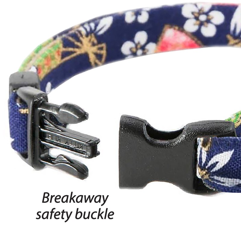 Necoichi Kimono Ribbon Cat Collar, Blue,1 Count, 0.04 kg