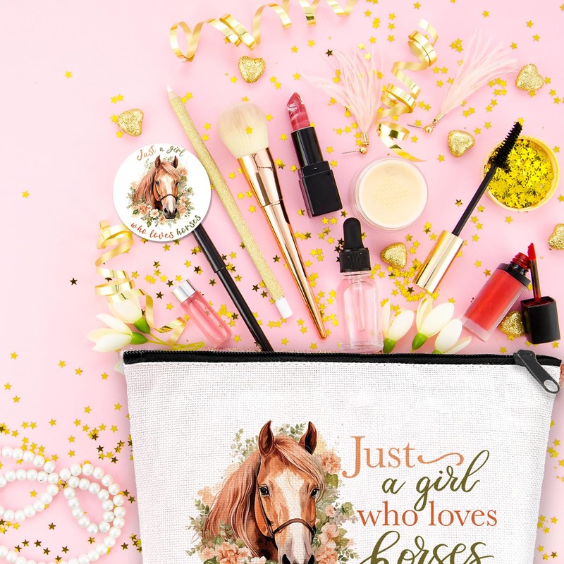 Geschenk-Set für Schweineliebhaber, lustiges Schweine-Make-up-Tasche, weiß, Pferde-Geschenkset