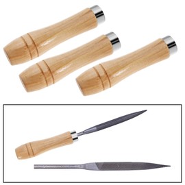 The Lord of the Tools 20Pcs Wooden File Handles with Metal Safety Rings Wooden Filing Handle Accessories for Woodworking Carpentry Garage Maintenance 4mm