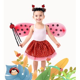 Seawhisper Ladybug Costume Kids Toddler Lady Bug Wings Fairy Dressing Up Clothes 3-8