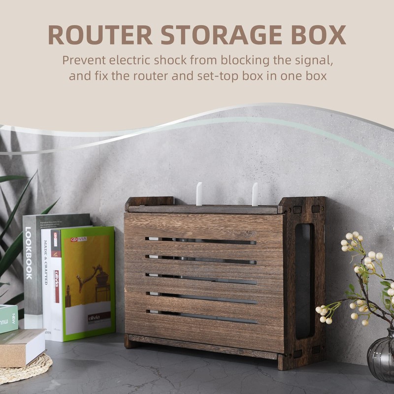 BEARUT Wooden Router Shelf Wall Mount WiFi Router Storage Box