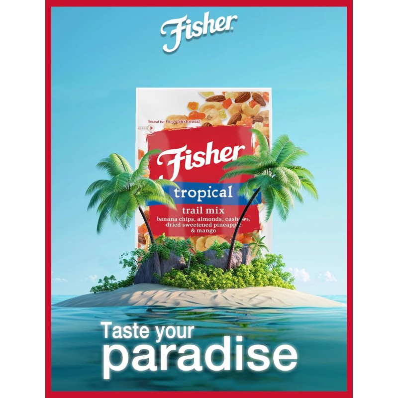 Fisher Tropical Trail Mix 3.5 oz Pack of 6 Resealable