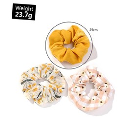 minkissy Chiffon Hair Scrunchies Set of 3 Floral Daisy Pattern Elastic Ponytail Holders for Women Soft Hair Ties for Everyday Use Random Styles