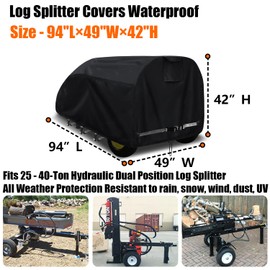 YANGSHILEI Log Splitter Cover Waterproof 900D Oxford Cloth, 94"L x 49"W x 42"H Compatible with 22-40-Ton Gas Powered Log Splitters, Full-Length All Weather Storage Protection Covers for Wood Splitter