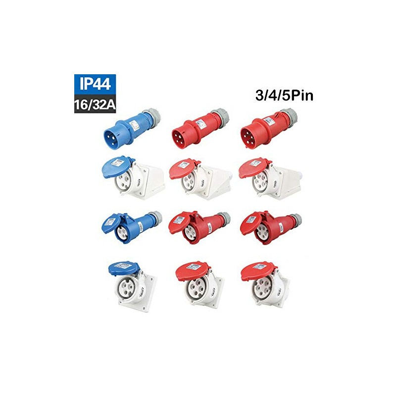 Blue Industrial Plug & Sockets - IP44 3Pin 16A Industrial