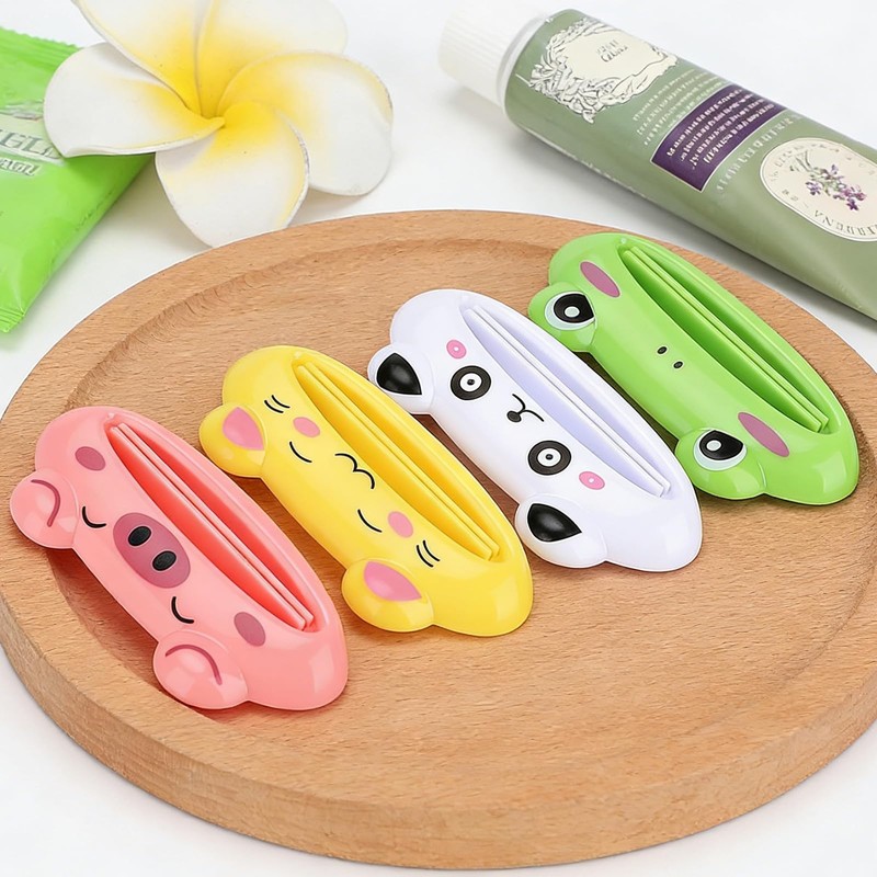 4 Pack Cute Cartoon Animal Toothpaste Tube Squeezer Clips for