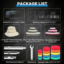 Autolock Mini Polisher, Rotary Polisher, 780W Polishing Machine with 27Pcs Detail Polishing Kit, 75mm, 100mm, 140mm M14 Thread Extension Shaft, Perfect for Car Interior and Exterior Polishing