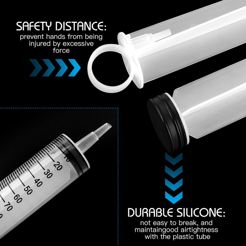 4 Pieces Syringe 100ml, Plastic Syringe with 4 Sealing Cap,