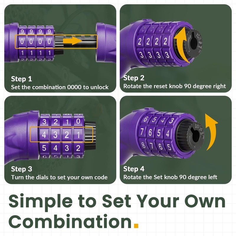 Titanker Bike Lock, 4 Feet Security Resettable Combination Coiling Bike
