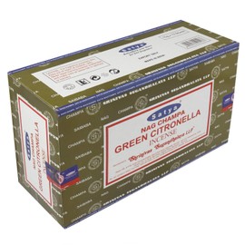 Satya 01356 Green Citronella Incense Sticks, 12 Packs x 15g, Black, One Size