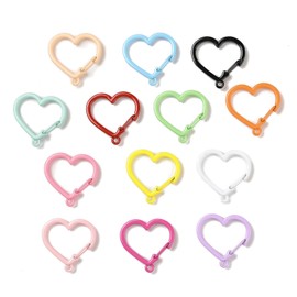 LiQunSweet 10 pcs Mixed Colors Heart Shaped Hook Alloy Key Rings Clasps Spring Snap Clips Carabiners Accessories for DIY Jewelry Keychain Crafts Making Findings Supplies