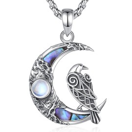 CELESTIA Wicca Moon Necklace Women's Moonstone Necklace Silver 925 Witch Witch Jewellery Esoteric Spiritual Gifts Women, Sterling Silver Stainless Steel, Moonstone