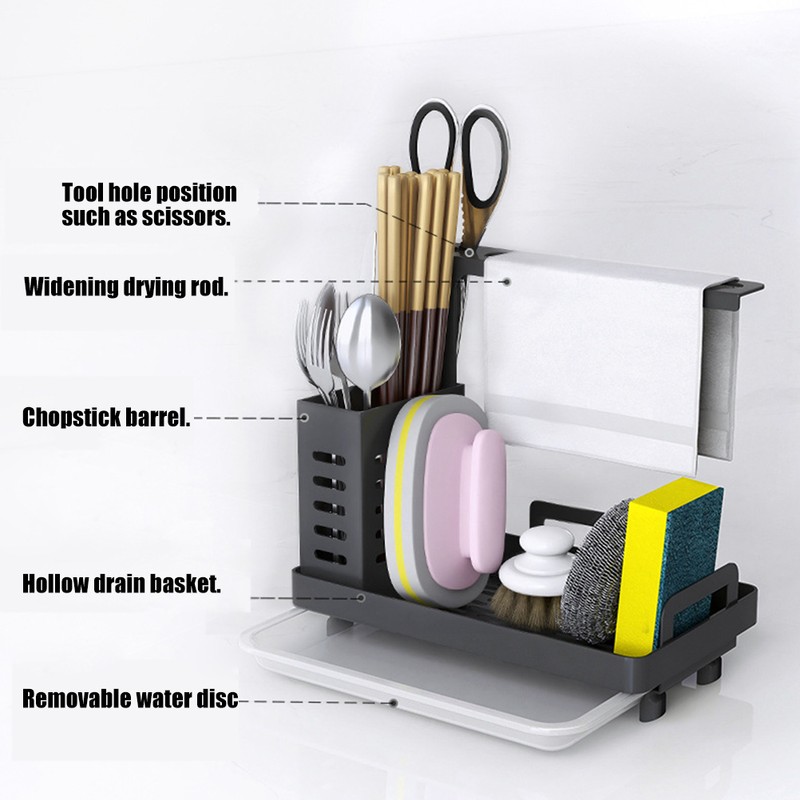 Kitchen Sink Caddy Organizer 304 Stainless Steel Sponge Soap Brushes