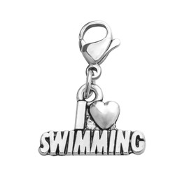 CHOORO Swimming Lover Gift I Love Swimming Clip-on Charm Swimming Zipper Charm Gift for Swimmer/Swim Team (Swimming Charm)