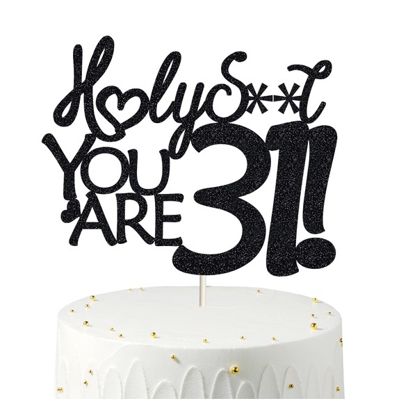 31 adornos para tartas, 31 adornos para tartas de cumpleaños, purpurina negra, divertida decoración para tartas 31 para hombres, 31 decoraciones para tartas para mujeres, 31 cumpleaños, 31 cumpleaños