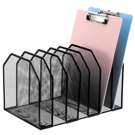 Organizador de archivos de malla metálica, soporte vertical ajustable de 7 secciones, clasificador de documentos de oficina resistente negro para carp