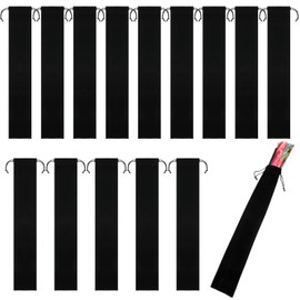 Windyun 12 Pcs Large Velvet Folding Hand Fan Bag with Drawstring Black Fabric Sleeve Hand Fan Protector Gift Wrap Bag Gift Bag Pouch Pocket for Hand Fan Party Wedding Favors (14.57 x 2.76 Inch)