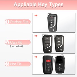 Pangpai Pink Car Accessories 3 Pcs for Toyota Fortuner Tundra Camry RAV4 Highlander Corolla Key Fob Cover with Bling Keychain Cute Push to Start Button Cover