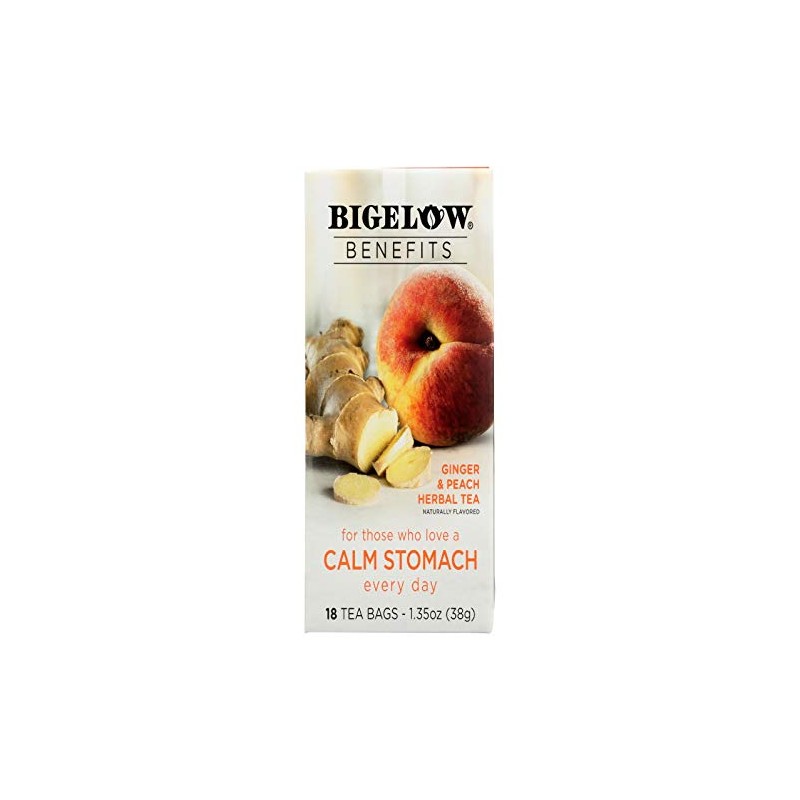 Bigelow Benefits Herbal Tea Ginger Peach, 18 Count (Pack of
