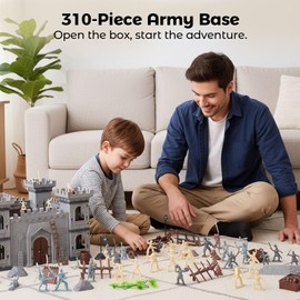 AMOR PRESENT 310PCS Ancient Military Soldier Set, Toy Medieval Knights Army Men Pirate Castle Model Assembly for Boys Birthday Party Gift