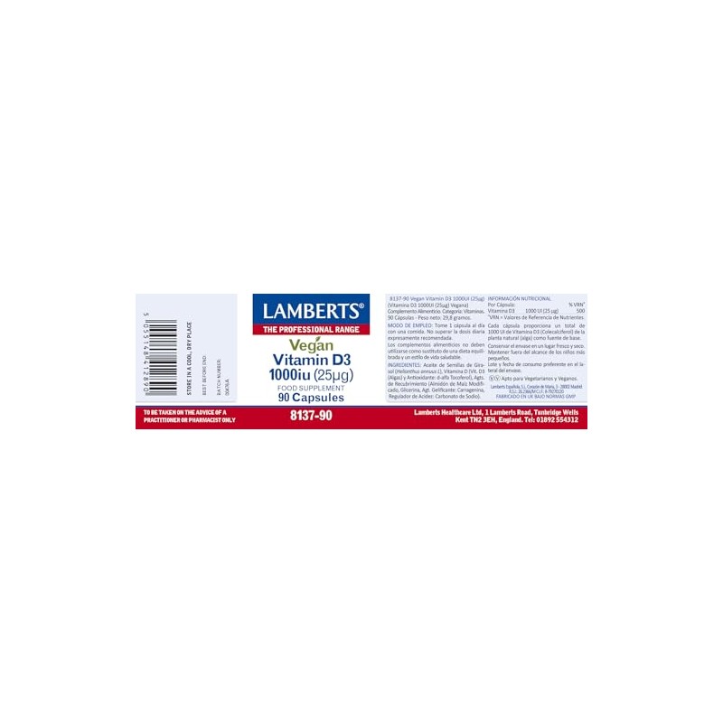 Lamberts Vegan Vitamin D3 1000iu Capsules 90