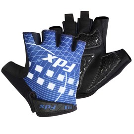 Fdx Half Finger Cycling Gloves - Gel Padded Protection, Anti-Slip, Breathable Fingerless Mitts - Shock-absorbing Gloves for MTB, Road Bicycle, Riding, Mountain Bike, Men and Women (Nblu, XXL)