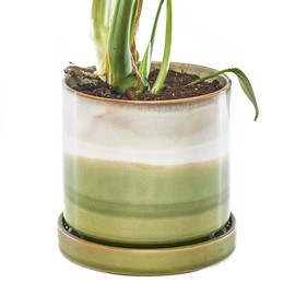 CHIVE ‘Minute’ Ceramic Planter Pot — Cute 5” Colorful Succulent Pots for Indoor & Outdoor House Plants — Beautiful Modern Farmhouse Kitchen Decor — Green Layers