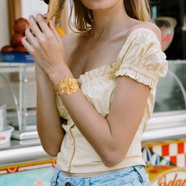 FOCALOOK Women's Bracelet Simple Open Bangle with Knot 18k Gold Plated Minimalist Adjustable Bangle Bracelet Accessory for Girls, Not precious metal, No Gemstone