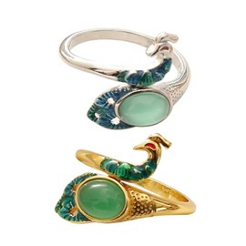 LJHYSD 2pcs Crochet Ring Peacock Open Finger Rings Yarn Guide Knitting Tools Adjustable Crochet Tension Ring Thimble Rings Sewing Accessories for Knitting Crafts DIY Tools