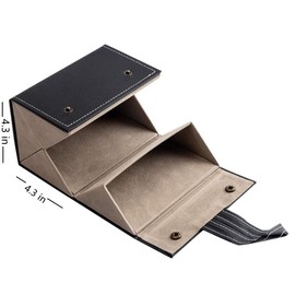 Mowsug Multiple Travel Sunglasses Organizer Case - PU Leather Hanging Foldable Eyeglasses Case (4-slots Grey)