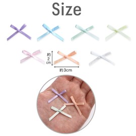 RBN-028 Mini Satin Ribbon Parts, Pastel Set, Approx. 95 Pieces, 1.2 x 0.8 inches (3 x 2 cm), Colorful, Bowknot, Handicraft, Handmade, Decoration, Sparkling Punmaru
