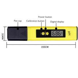 Okaywork pH Value Meter - pH Value Meter PH Meter with LCD Display, pH Meter Water Hardness Measure, for Drinking Water/Swimming Pool/Aquarium/Pool, High Accuracy, 0.00-14.00 Measuring Range (Yellow)