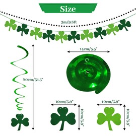 AUXHCYL St Patricks Day Decorations, 2Pcs Shamrock Banner for St Patrick's Day Decor, St Patricks Day Accessories for Irish Party, Clover Green Bunting for Green Party Decorations